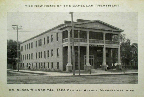 Dr. Olson's Hospital, 1828 Central Avenue NE, Minneapolis Minnesota, 1915