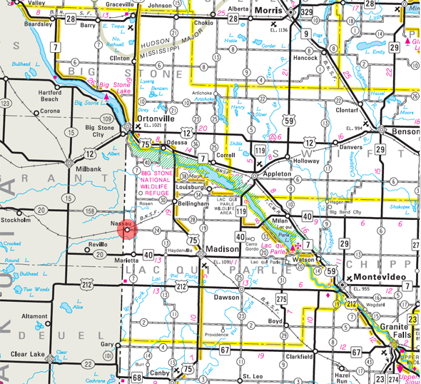 Minnesota State Highway Map of the Nassau Minnesota area 