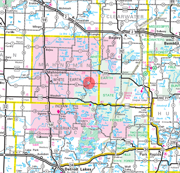 Minnesota State Highway Map of the Naytahwaush Minnesota area 