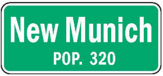 Population sign, New Munich Minnesota