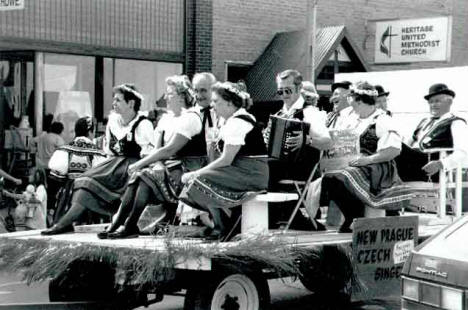 New Prague Czech Singers on parade float, New Prague Minnesota, 1988