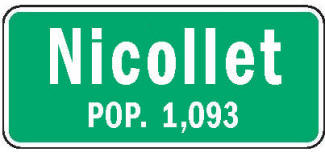 Population sign, Nicollet Minnesota