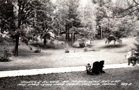 Shuffle Board at Nod-A-Way Resort on Roy Lake and Gull Lake, Nisswa Minnesota, 1950's