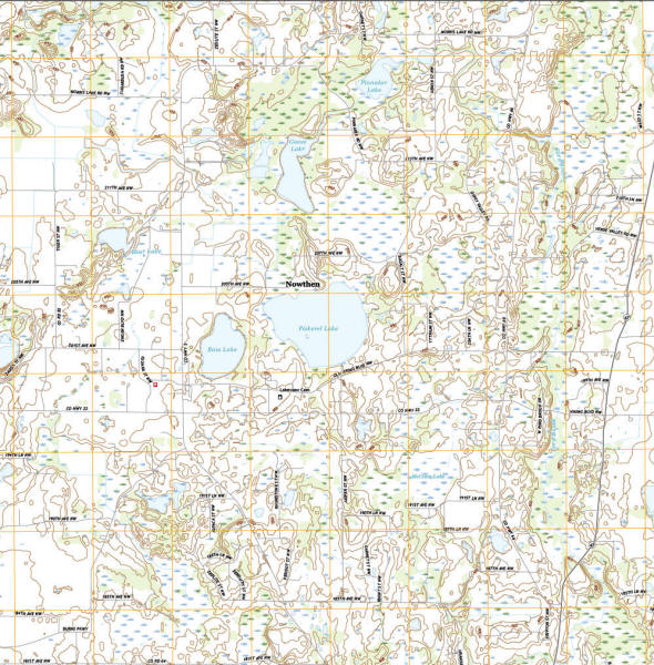 Topographic map of the Nowthen Minnesota area