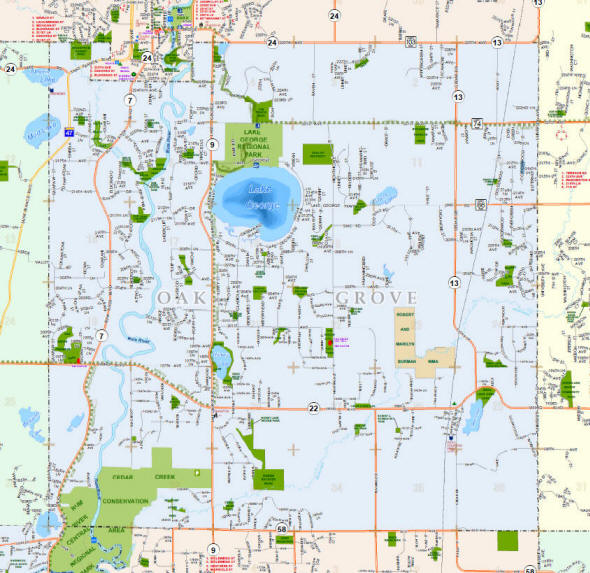 Anoka County Map of the Oak Grove Minnesota area 
