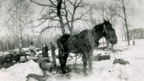 Preparing ground for the Little Flower Mission Church at Mille Lacs Indian Reservation, Minnesota, 1949
