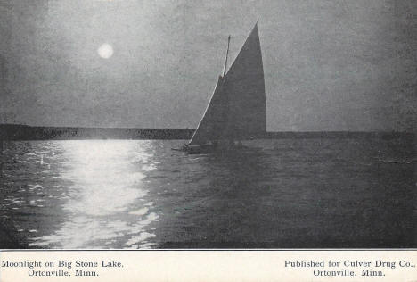 Moonlight on Big Stone Lake, Ortonville Minnesota, 1910's