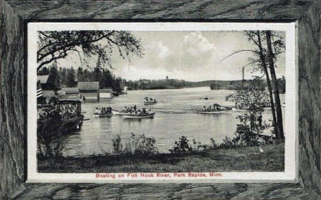 Boating on Fish Hook River, Park Rapids Minnesota, 1912