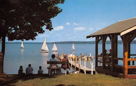 Sailboating at Northern Pine Lodge on Potato Lake, Park Rapids Minnesota, 1958