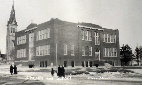 Catholic Church and School, Pierz Minnesota, 1920's