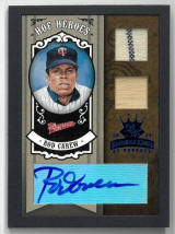 Rod Carew Signed Minnesota Twins 2005 Donruss Playoff Diamond Kings HOF Heroes Authentic Game Worn Relic Card- LTD 7 & 25