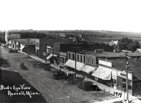 Birds eye view, Russell Minnesota, 1914