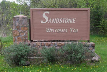 Welcome sign, Sandstone Minnesota