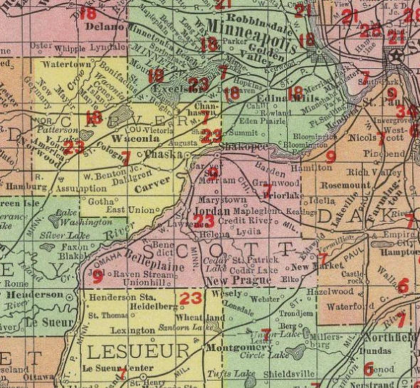 1895 Map of Scott County 