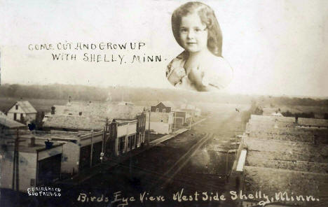 Birds eye view, west side, Shelly Minnesota, 1912