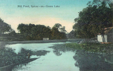 Mill Pond, Green Lake, Spicer Minnesota, 1910's