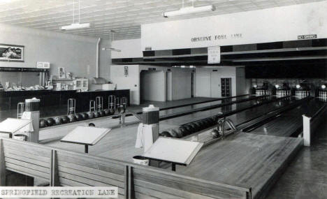 Springfield Bowling Lanes, Springfield Minnesota, 1950's