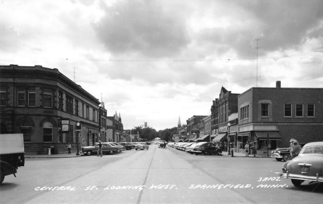 Central Street looking east, Springfield Minnesota, 1950's