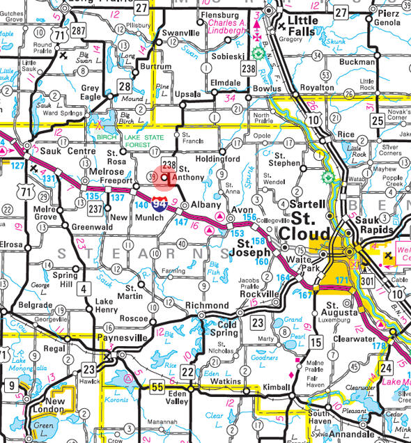 Minnesota State Highway Map of the St. Anthony Minnesota area 