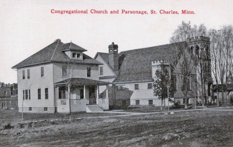 Congregational Church and Parsonage, St. Charles Minnesota, 1910's