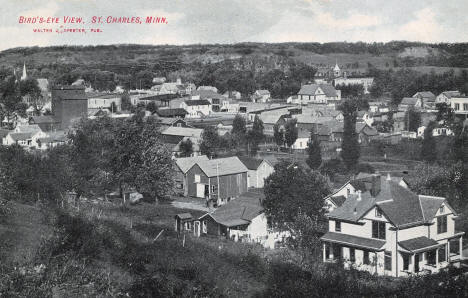 Birds eye view, St. Charles Minnesota, 1908