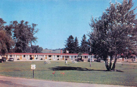 Fairview Motel at the corner of State Highway 74 and US Highway 14, St. Charles Minnesota, 1950's