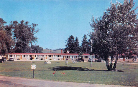 Fairview Motel at the corner of State Highway 74 and US Highway 14, St. Charles Minnesota, 1950's