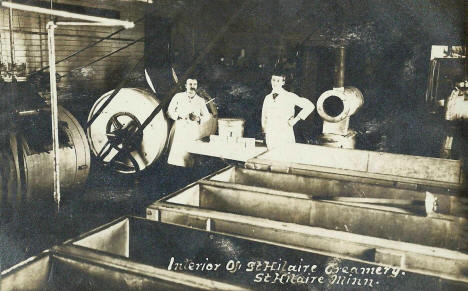 Interior of St. Hilaire Creamery, St. Hilaire Minnesota, 1905