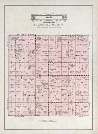 Plat map of Omro Twonship in Yellow Medicine County Minnesota, 1929