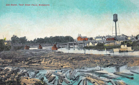 Log scene, Thief River Falls Minnesota, 1908