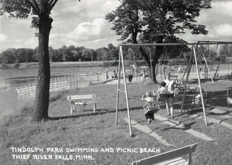 Tindolph Park Swimming and Picnic Beach, Thief River Falls Minnesota, 1950's