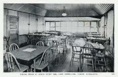 Dining Room at Birch Point Inn on Lake Vermilion, Tower Minnesota, 1940's