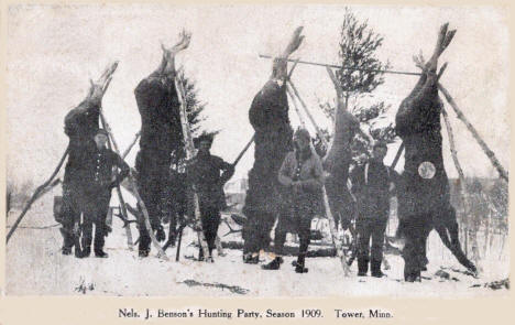 Nels J. Benson's Hunting Party, Tower Minnesota, 1909