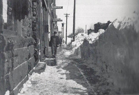 Street scene after blizzard, Tracy Minnesota, 1909
