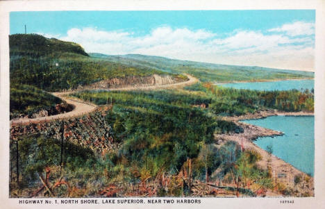 Highway 1 (now Highway 61) on the North Shore near Two Harbors Minnesota, 1933