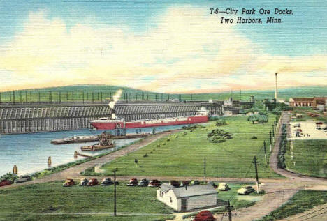 City Park and Ore Docks, Two Harbors Minnesota, 1949