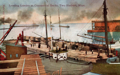 Loading lumber at the commercial dock, Two Harbors Minnesota, 1911
