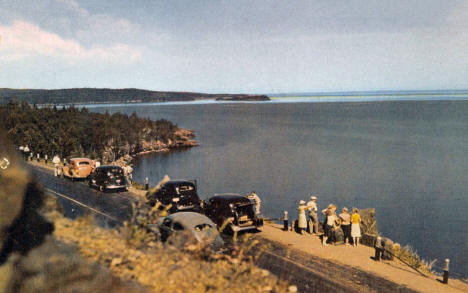 Lake Superior from Silver Creek Cliff, Two Harbors Minnesota, 1940's