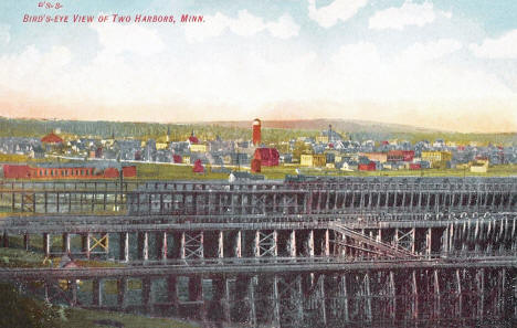 Birds eye view of Two Harbors Minnesota, 1910's
