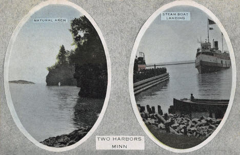 Natural Arch and Steamboat Landing, Two Harbors Minnesota, 1908