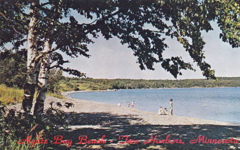 Agate Bay Beach, Two Harbors Minnesota, 1950's