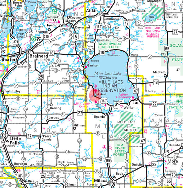 Minnesota State Highway Map of the Vineland Minnesota area 