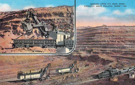 Mesaba Open Pit Iron Mine, Virginia Minnesota, 1940's