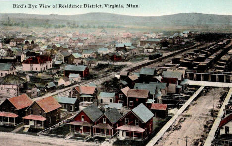 Birds eye view of residence district, Virginia Minnesota, 1910