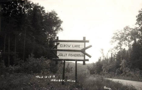 Jolly Fisherman sign, Waubun Minnesota, 1940's