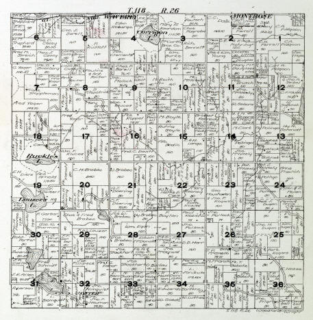 Plat map of Woodland Township in Wright County Minnesota, 1916