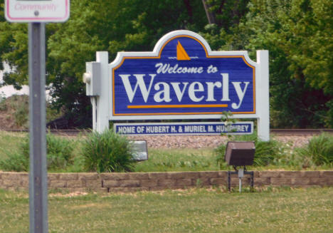 Welcome sign, Waverly Minnesota, 2020