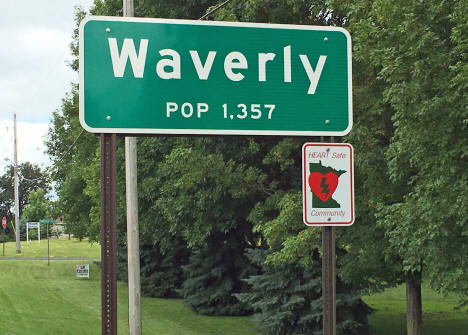 Population sign, Waverly Minnesota, 2016