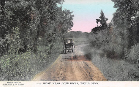 Road near Cobb River, Wells Minnesota, 1908
