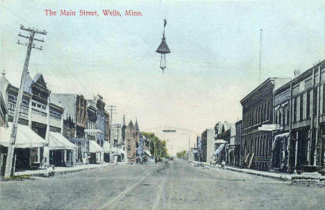 The Main Street, Wells Minnesota, 1909